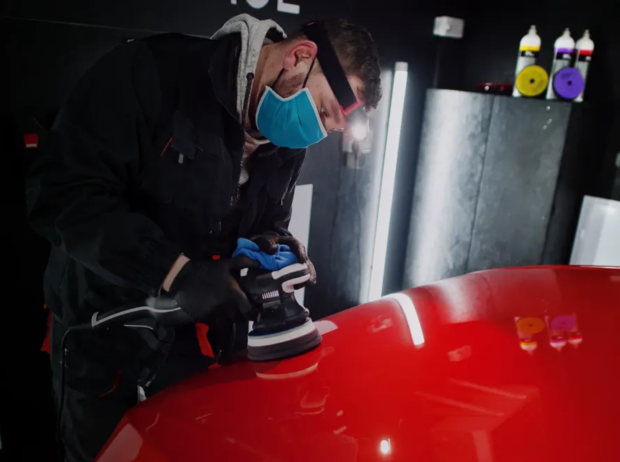 Paint correction in Central Florida for flawless red car