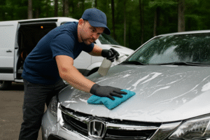 Mobile Detailing near Bear Lake Woods showing professional car cleaning service applied on a sedan