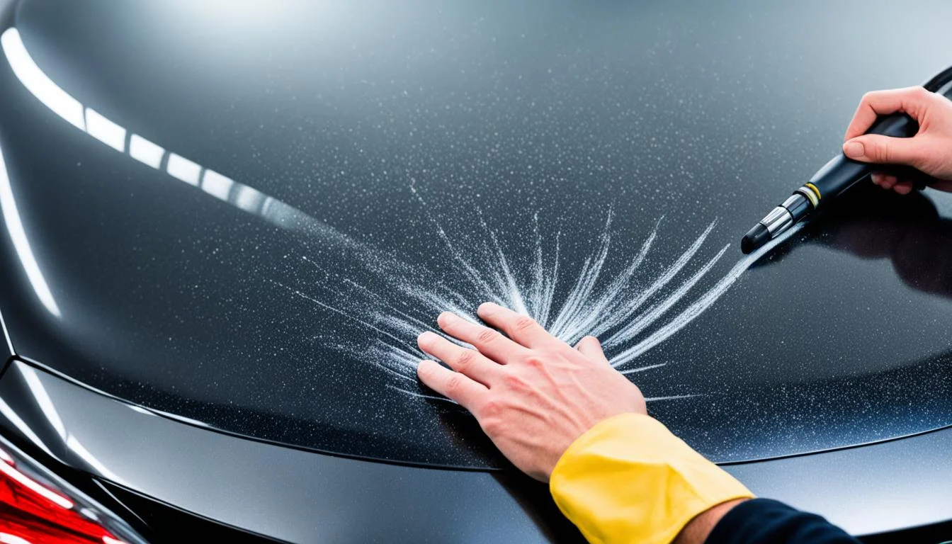 Swirl Marks Car Paint Explained: Causes and Solutions 1 Close-up of Swirl Marks Car Paint under sunlight showing circular scratches