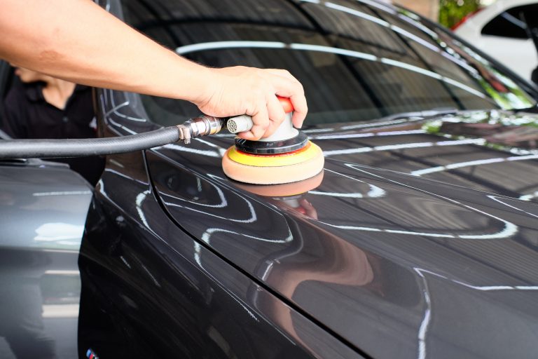 Paint Correction vs Polishing vs Waxing: What’s the Difference? 1 Side-by-side comparison of Paint Correction vs Polishing vs Waxing on black car hood