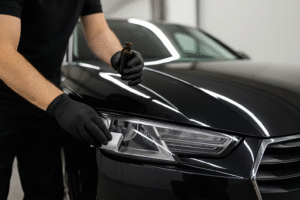 Technician applying best ceramic coating for cars near Lake Doe Cove