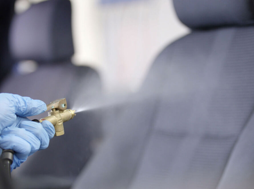Close-up of seats during Fabric and Upholstery Protection in Mobile Detailing